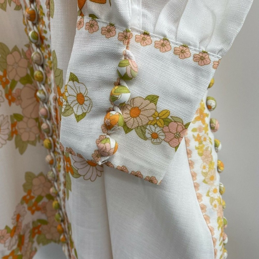 Beulah London Leila Floral Retro Dress Belted Button Up Tuckernuck Exclusive S - Picture 3 of 9